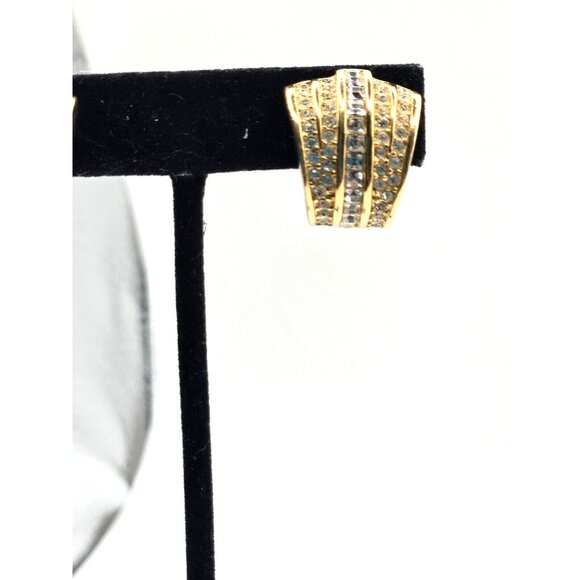 Christian DIOR signed rhinestone pave gold plated Clip on Earrings stunning - Picture 7 of 8